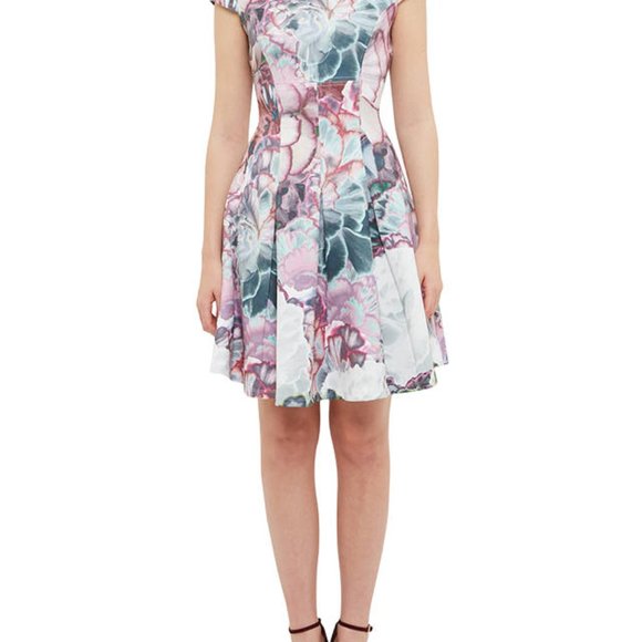 Ted Baker Pastel Succulent Mini Skater Dress 0 - Picture 5 of 16